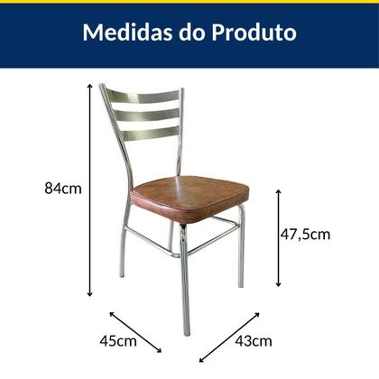 Imagem de Kit 4 Cadeiras de Cozinha com Reforço Cromada Assento Grosso cor Whisky