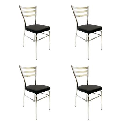 Imagem de Kit 4 Cadeiras de COZINHA com reforço cromada assento grosso preto