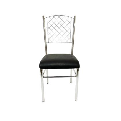 Imagem de Kit 4 Cadeiras de Cozinha com reforço cromada encosto grade assento preto - Poltronas do Sul