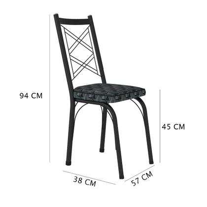 Imagem de Kit 4 Cadeiras de Cozinha Delaware Estampado Mosaico Silver Pés de Ferro Preto - Pallazio
