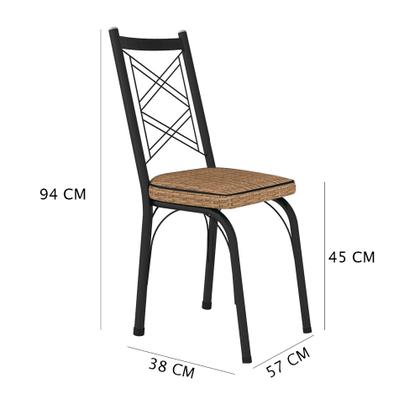 Imagem de Kit 4 Cadeiras de Cozinha Delaware Estampado Rattan Bege Pés de Ferro Preto - Pallazio