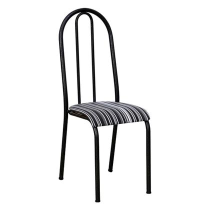 Imagem de Kit 4 Cadeiras de Cozinha Flórida Estampado Preto Listrado Pés de Ferro Preto - Pallazio