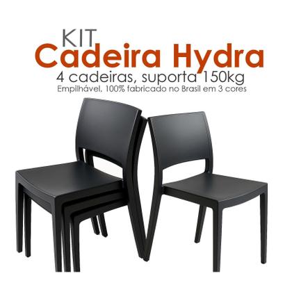 Imagem de Kit 4 Cadeiras de Cozinha Hydra UZ4002 4 Un Polipropileno Preto - Kappesberg