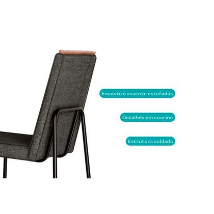 Imagem de Kit 4 Cadeiras de Cozinha Lira 1752 4 Uni Rose/Linho Areia/Courano Caramelo - Carraro