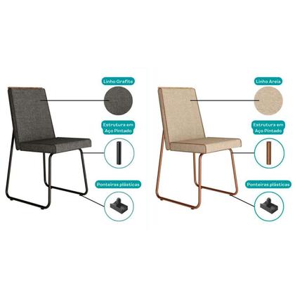 Imagem de Kit 4 Cadeiras de Cozinha Lira 1752 4 Uni Rose/Linho Areia/Courano Caramelo - Carraro