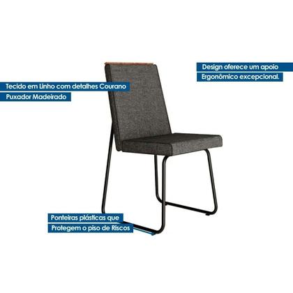 Imagem de Kit 4 Cadeiras de Cozinha Lira 1752 4 Uni Rose/Linho Areia/Courano Caramelo - Carraro