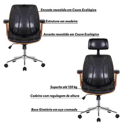 Imagem de Kit 4 Cadeiras de Escritório Juliette Diretor e 1 Presidente Giratórias Preta G24 - Gran Belo