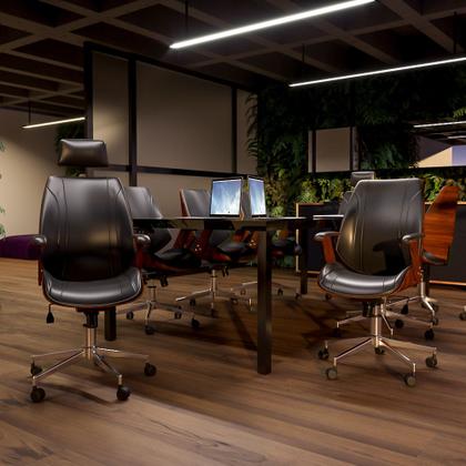 Imagem de Kit 4 Cadeiras de Escritório Juliette Diretor e 1 Presidente Giratórias Preta G24 - Gran Belo