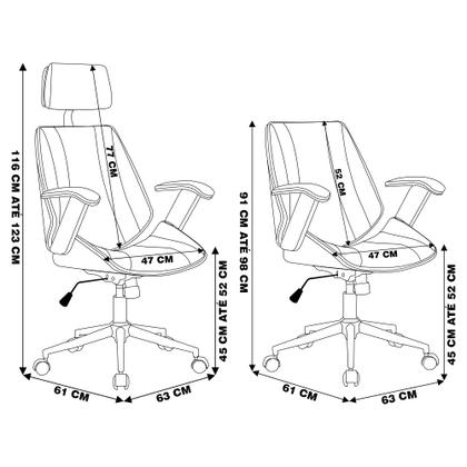 Imagem de Kit 4 Cadeiras de Escritório Juliette Diretor e 1 Presidente Giratórias Preta G24 - Gran Belo
