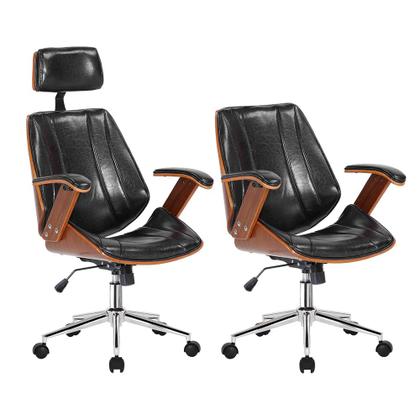 Imagem de Kit 4 Cadeiras de Escritório Juliette Diretor e 1 Presidente Giratórias Preta G24 - Gran Belo