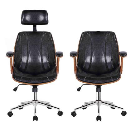 Imagem de Kit 4 Cadeiras de Escritório Juliette Diretor e 1 Presidente Giratórias Preta G24 - Gran Belo