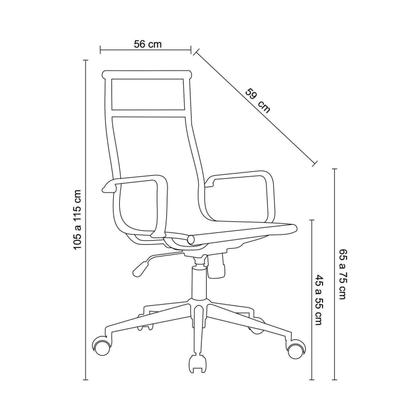 Imagem de Kit 4 Cadeiras de Escritório Presidente Esteirinha em Tela Mesh Sevilha