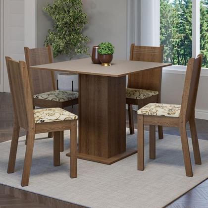 Imagem de Kit 4 Cadeiras de Jantar 4290 Madesa Rustic/Lírio Bege