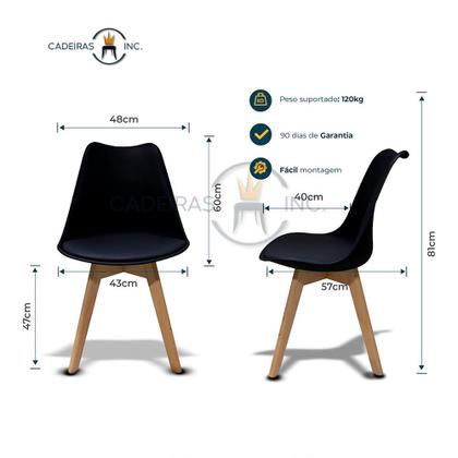 Imagem de Kit 4 Cadeiras De Jantar Cozinha Saarinen Leda Design Base Madeira Preta