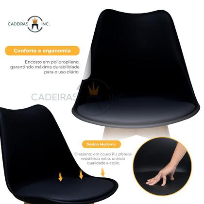 Imagem de Kit 4 Cadeiras De Jantar Cozinha Saarinen Leda Design Base Madeira Preta