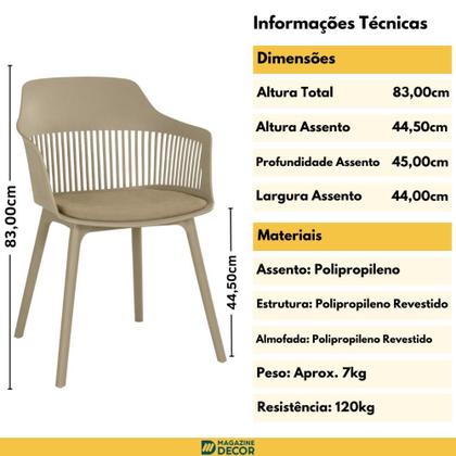 Imagem de Kit 4 Cadeiras de Jantar Estofada Marcela - Nude Escuro