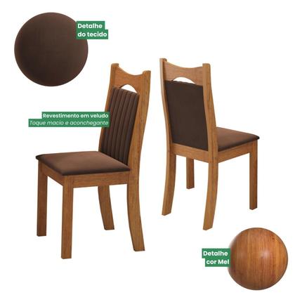 Imagem de Kit 4 Cadeiras de Jantar Estofadas Veludo Dalas Yescasa