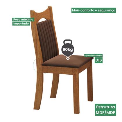 Imagem de Kit 4 Cadeiras de Jantar Estofadas Veludo Dalas Yescasa