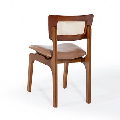 Imagem de Kit 4 Cadeiras de Jantar Portugal em Madeira Imbuia com Tela Rattan Impermeável Caramelo L85