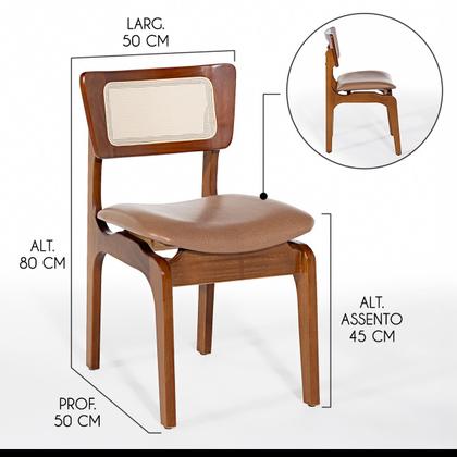 Imagem de Kit 4 Cadeiras de Jantar Portugal em Madeira Imbuia com Tela Rattan Impermeável Caramelo L85