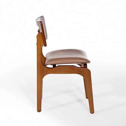 Imagem de Kit 4 Cadeiras de Jantar Portugal em Madeira Imbuia com Tela Rattan Impermeável Caramelo L85