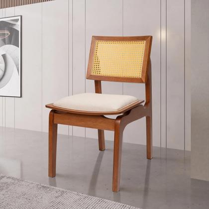 Imagem de Kit 4 Cadeiras em Madeira Maciça Tauari e Rattan com Assento Estofado Daren Living Outdoor