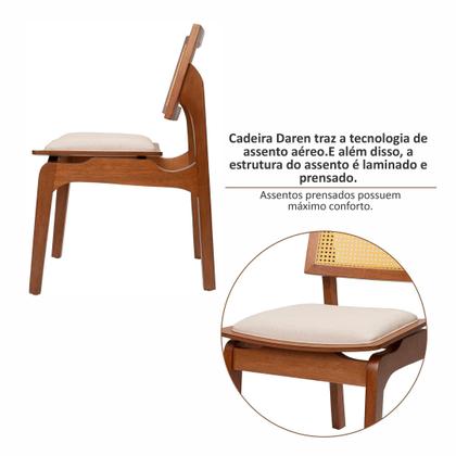 Imagem de Kit 4 Cadeiras em Madeira Maciça Tauari e Rattan com Assento Estofado Daren Living Outdoor