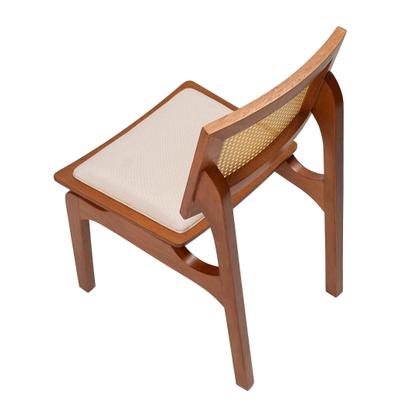 Imagem de Kit 4 Cadeiras em Madeira Maciça Tauari e Rattan com Assento Estofado Daren Living Outdoor