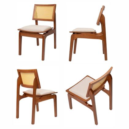 Imagem de Kit 4 Cadeiras em Madeira Maciça Tauari e Rattan com Assento Estofado Daren Living Outdoor