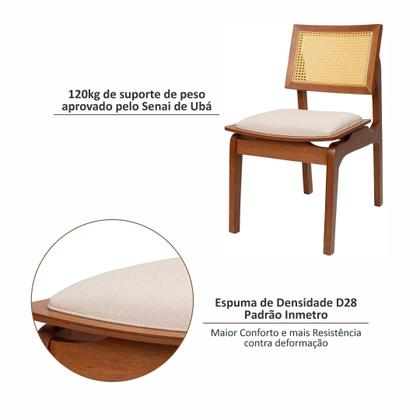 Imagem de Kit 4 Cadeiras em Madeira Maciça Tauari e Rattan com Assento Estofado Daren Living Outdoor