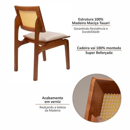 Imagem de Kit 4 Cadeiras em Madeira Maciça Tauari e Rattan com Assento Estofado Daren Living Outdoor
