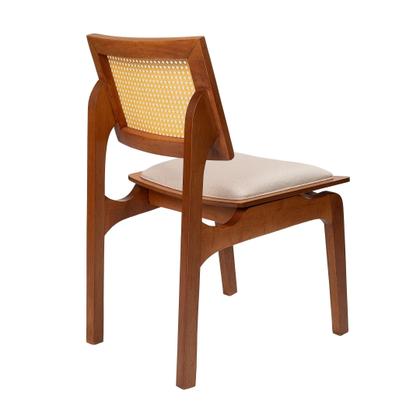 Imagem de Kit 4 Cadeiras em Madeira Maciça Tauari e Rattan com Assento Estofado Daren Living Outdoor