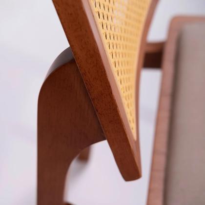 Imagem de Kit 4 Cadeiras em Madeira Maciça Tauari e Rattan com Assento Estofado Daren Living Outdoor