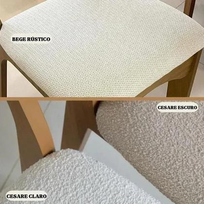 Imagem de Kit 4 Cadeiras Estofadas Encosto Telado Estrutura 100% MDF Bolonha Marrom/Freijó/Bege Rústico