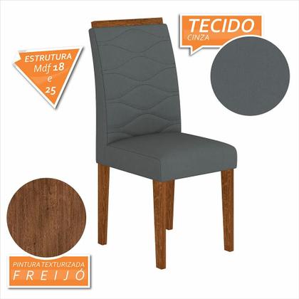 Imagem de Kit 4 Cadeiras Estofadas Everest Comfort Freijó/suede Cinza - Ma
