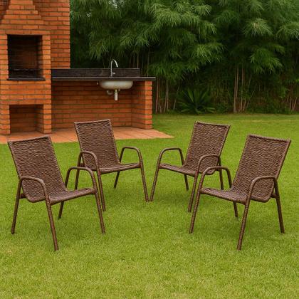 Imagem de Kit 4 Cadeiras Ipanema Area externa, Jardim Junco Envelhecido