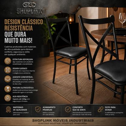 Imagem de Kit 4 Cadeiras Katrina Luxo Aço Reforçado Estofadas 150kg Cozinha Jantar