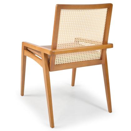 Imagem de Kit 4 Cadeiras Madeira Maciça Encosto em Tela Assento Estofado Siena