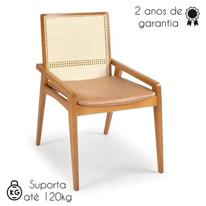 Imagem de Kit 4 Cadeiras Madeira Maciça Encosto em Tela Assento Estofado Siena