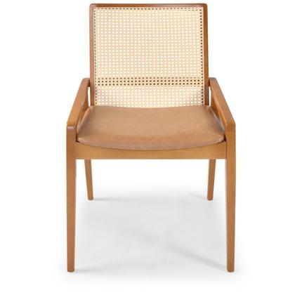 Imagem de Kit 4 Cadeiras Madeira Maciça Encosto em Tela Assento Estofado Siena