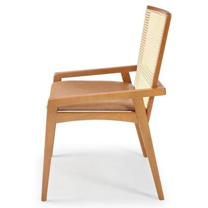 Imagem de Kit 4 Cadeiras Madeira Maciça Encosto em Tela Assento Estofado Siena