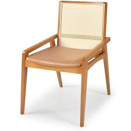 Imagem de Kit 4 Cadeiras Madeira Maciça Encosto em Tela Assento Estofado Siena