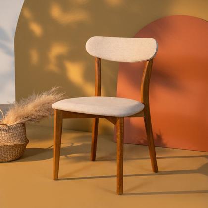 Imagem de Kit 4 Cadeiras Madeira Maciça Estofadas Ceci CabeCasa MadeiraOriginals Marrom/Off White