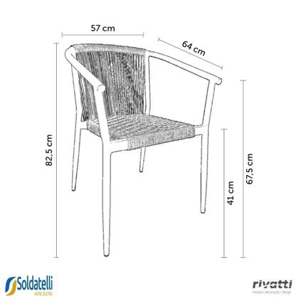 Imagem de Kit 4 Cadeiras Outdoor Oliveta em Alumínio com Corda Náutica em Várias Cores - Rivatti