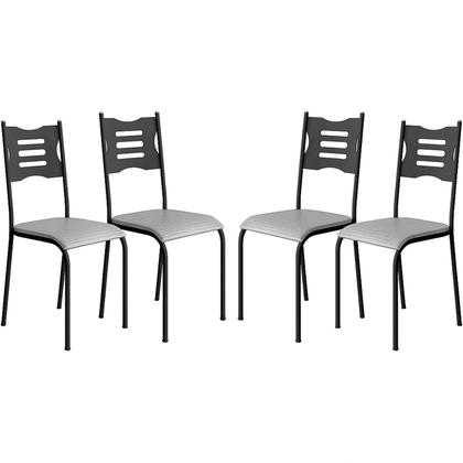 Imagem de Kit 4 Cadeiras para Cozinha e Sala de Jantar 542.slp Preto/Cinza