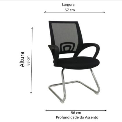 Imagem de Kit 4 Cadeiras para Escritório Interlocutor Fixa Tela Mesh Preto