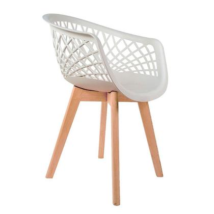 Imagem de Kit 4 Cadeiras Para Mesa De Jantar Sala Cozinha Web Wood Branca Base Madeira