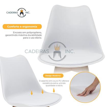 Imagem de Kit 4 Cadeiras Para Mesa Sala De Jantar Cozinha Saarinen Leda Charles Eiffel Base Madeira Branca