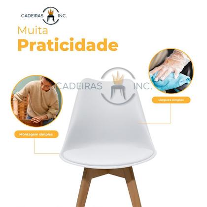 Imagem de Kit 4 Cadeiras Para Mesa Sala De Jantar Cozinha Saarinen Leda Charles Eiffel Base Madeira Branca