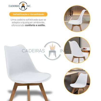Imagem de Kit 4 Cadeiras Para Mesa Sala De Jantar Cozinha Saarinen Leda Charles Eiffel Base Madeira Branca